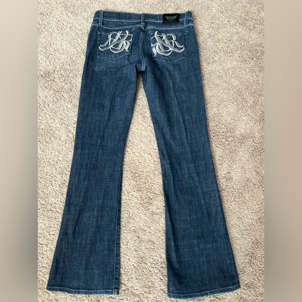Rock and Republic Dark Blue Bootcut Jeans with Embroidered Back Pockets